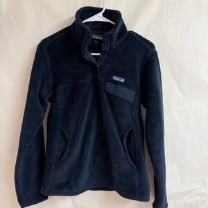 Patagonia Fleece ReTool Snap-T Pullover Jacket Navy Blue Womens Hiking S Outdoor